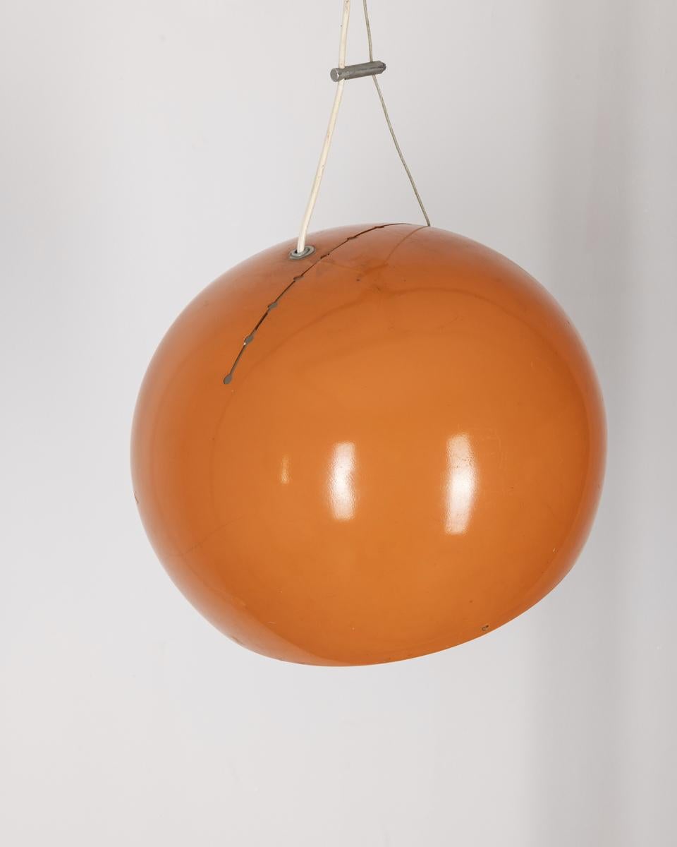 Vintage 70's orange metal chandelier Italian design For Sale 4