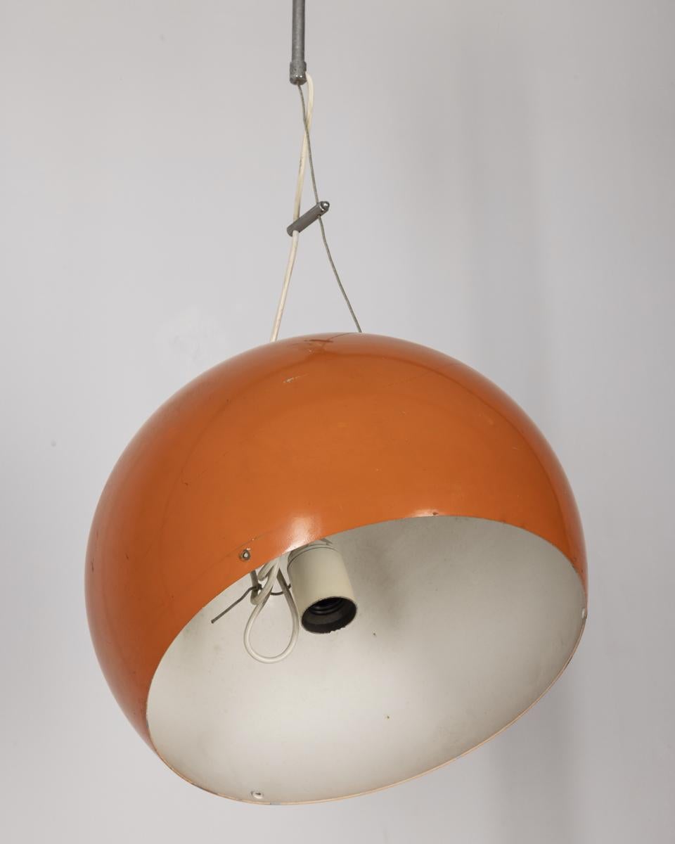 Space Age Vintage 70's orange metal chandelier Italian design For Sale