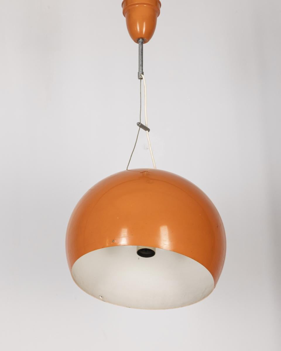 Vintage 70's orange metal chandelier Italian design For Sale 2
