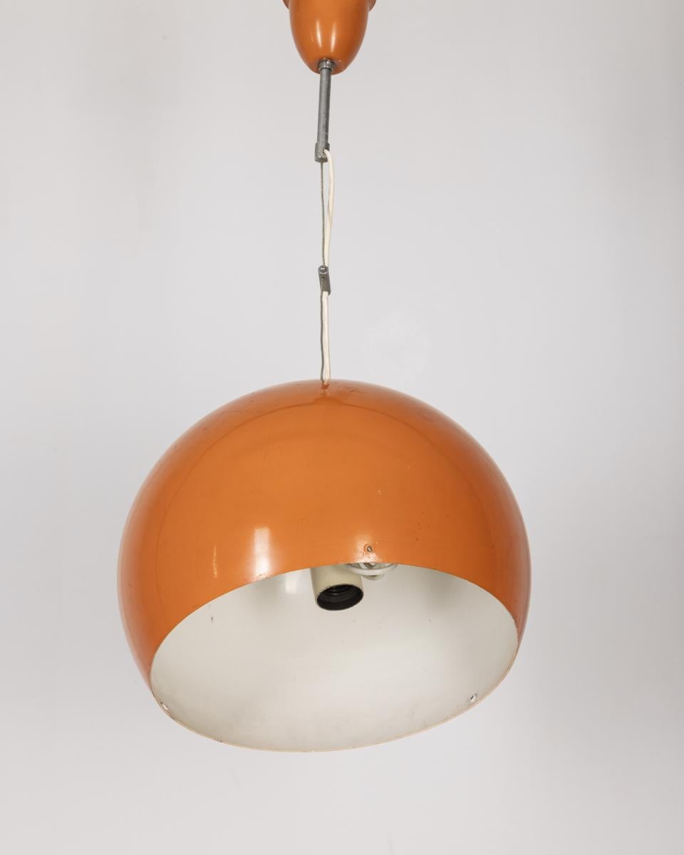 Vintage 70's orange metal chandelier Italian design For Sale 3