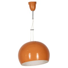 Orangefarbener Metallkronleuchter aus den 70er Jahren im italienischen Design