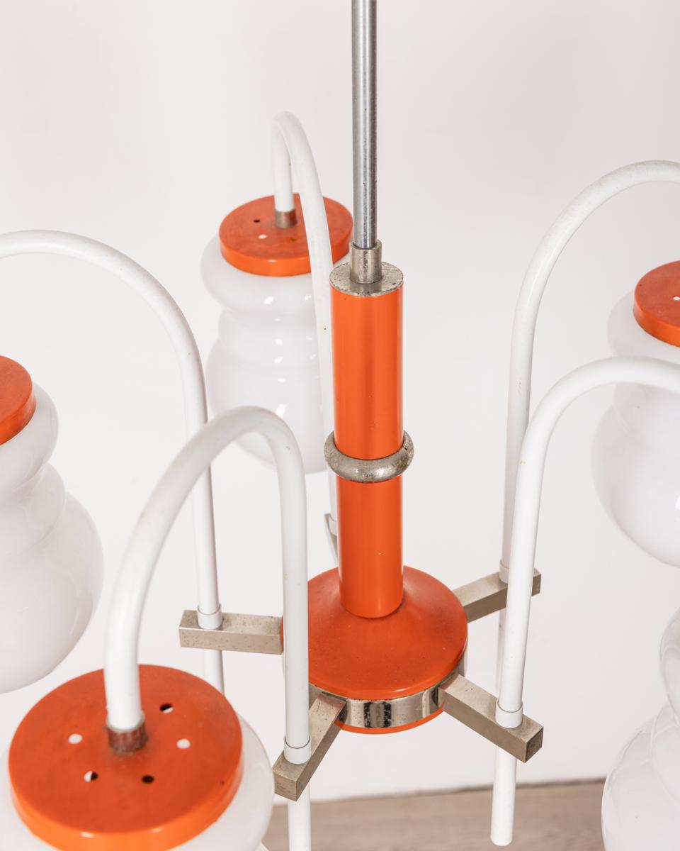 Late 20th Century lustre vintage des années 70 en métal orange et verre design italien en vente