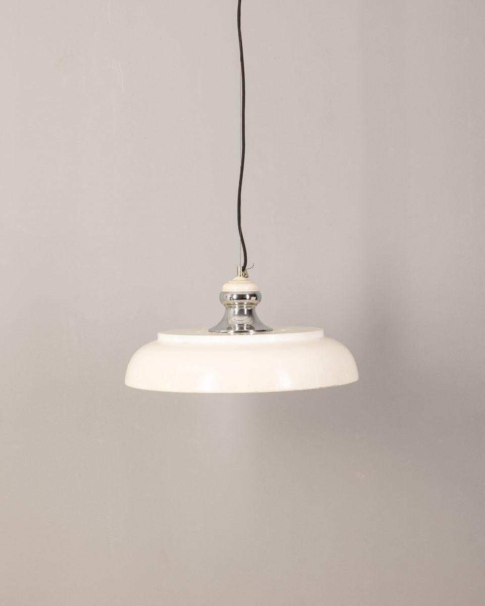 Modern Vintage 70's white metal chandelier Italian design For Sale