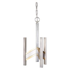 Vintage 1970s chrome metal chandelier designed by Gaetano Sciolari