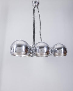 Vintage 70s Chrom Metall Kronleuchter Design Goffredo Reggiani