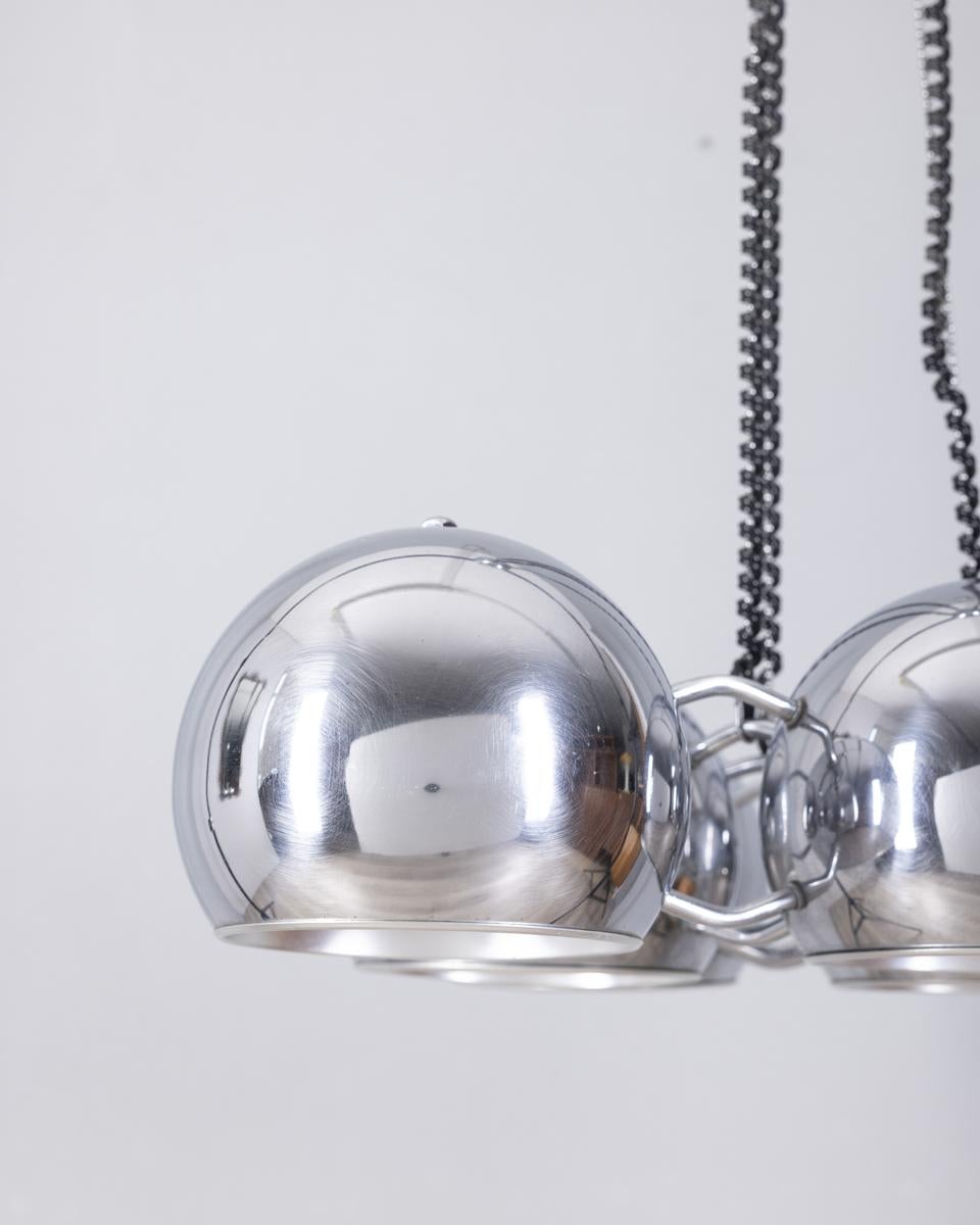 Late 20th Century Lampadario vintage anni 70 in metallo cromato design Goffredo Reggiani in vendita