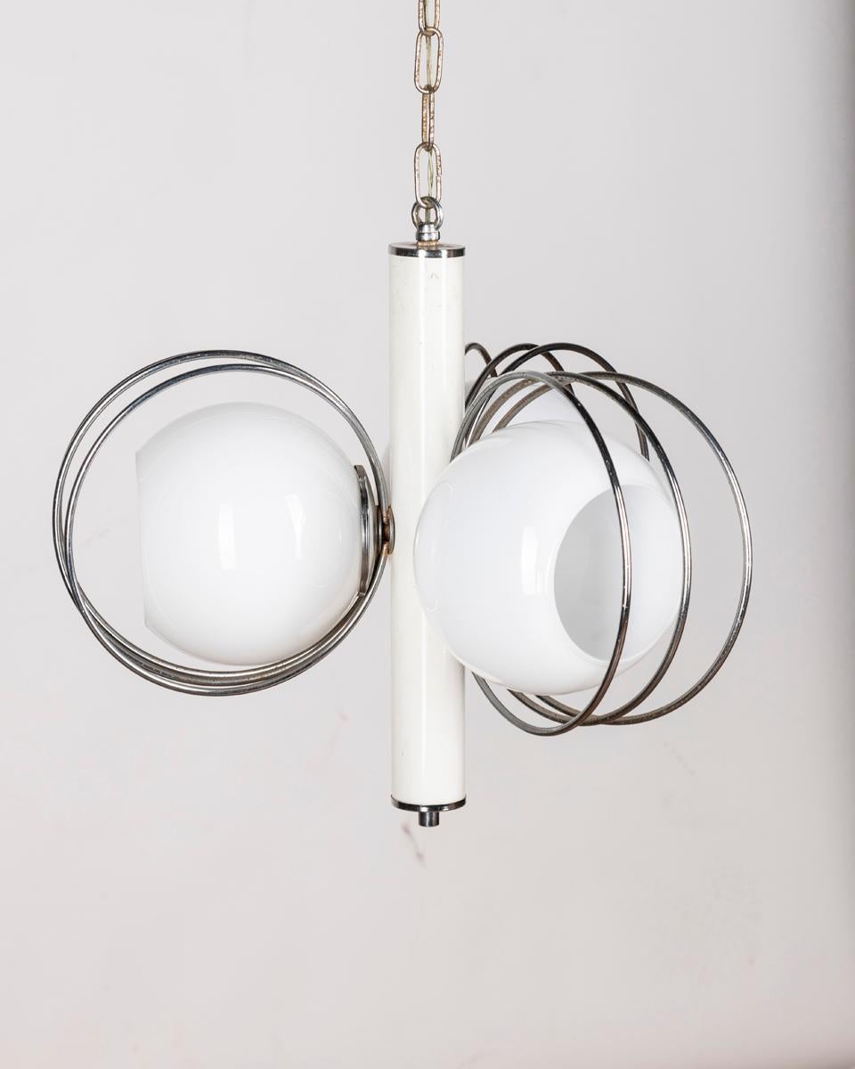 Late 20th Century Vintage 70's space age glass chandelier Italian design For Sale