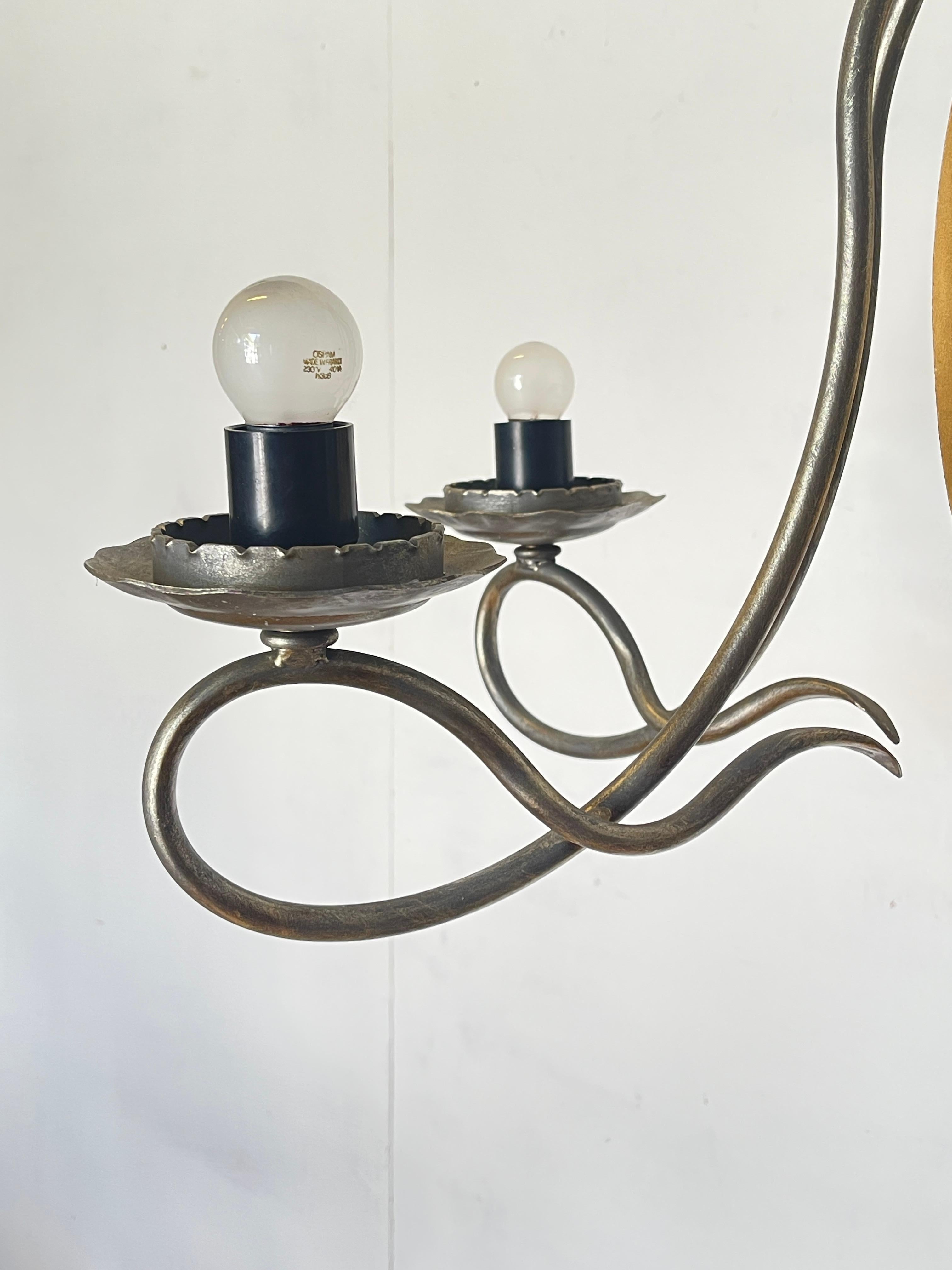 Italian Vintage Wrought Iron Chandelier - Unique Handcrafted Style For Sale