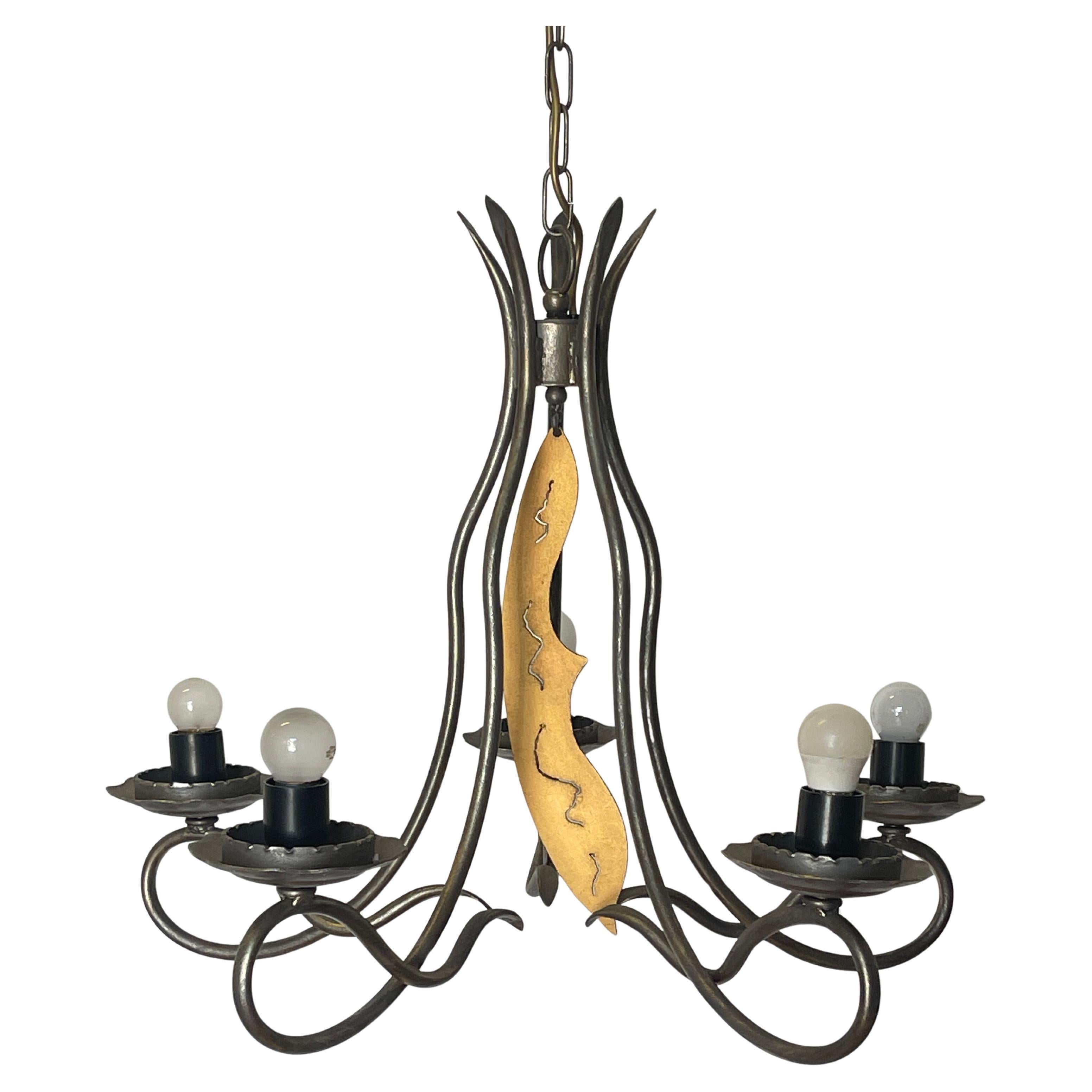 Vintage Wrought Iron Chandelier - Unique Handcrafted Style For Sale