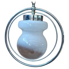 Lustre Vintage Space Age - Design des années 70 - Verre opale et chrome
