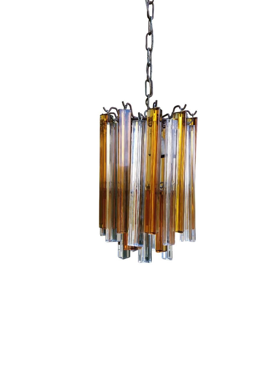 Venini vintage Murano glass chandelier 1970s orange and white For Sale 5