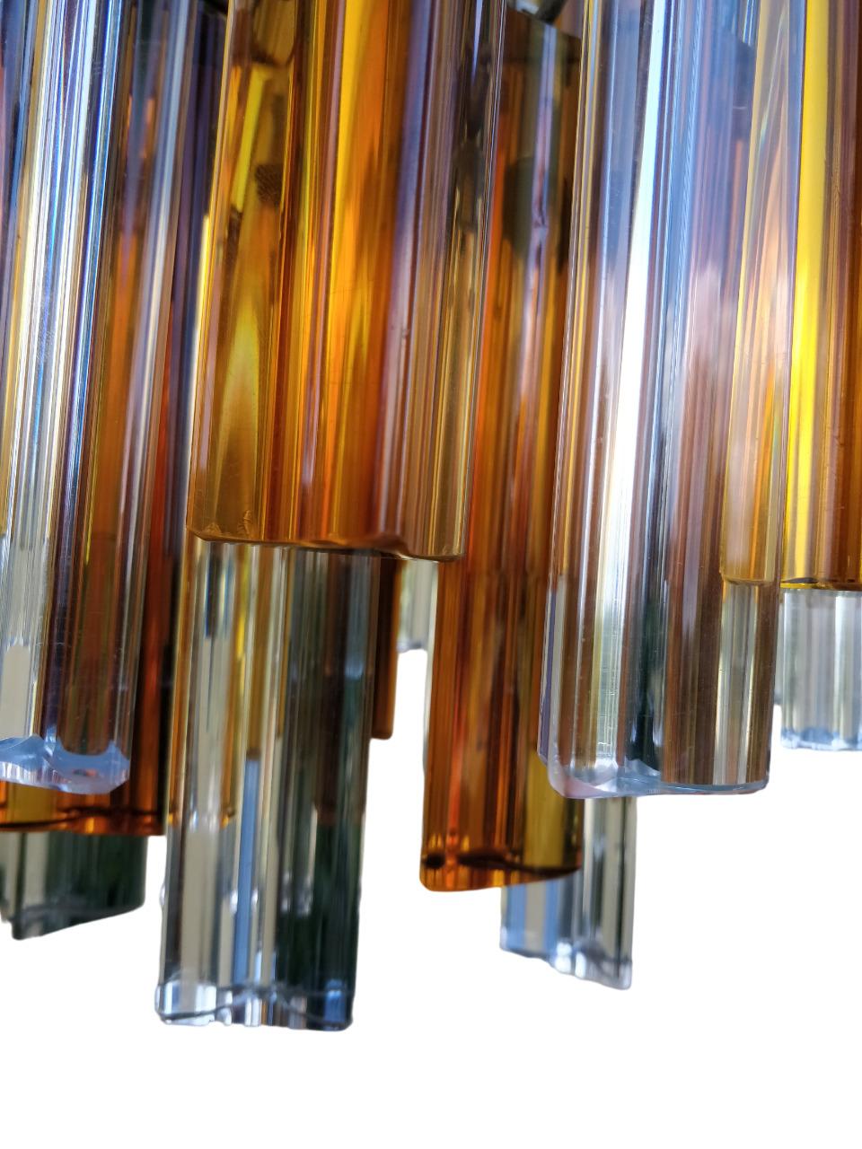 Venini 1970s vintage araña de cristal de Murano en naranja y blanco en venta 10