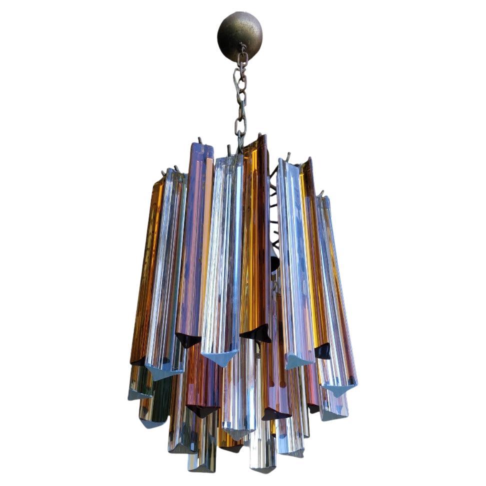 Venini vintage Murano glass chandelier 1970s orange and white