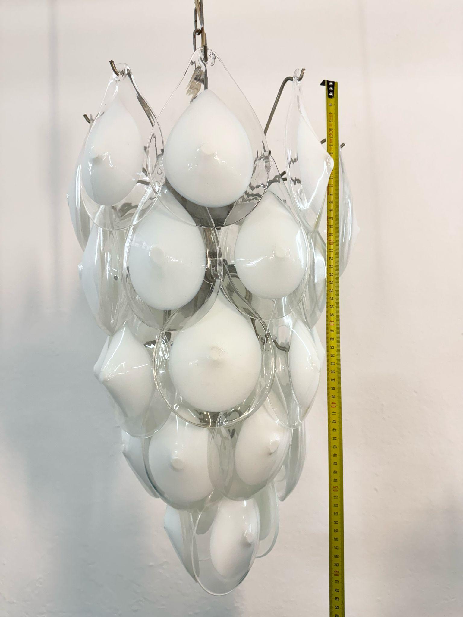 Vistosi Opaline Glass 1960 Lustre en verre de Murano Bon état - En vente à Palermo, IT
