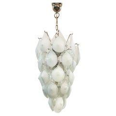 1960s opaline glass Vistosi chandelier in Murano glass
