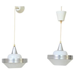Glass and metal pendant lights