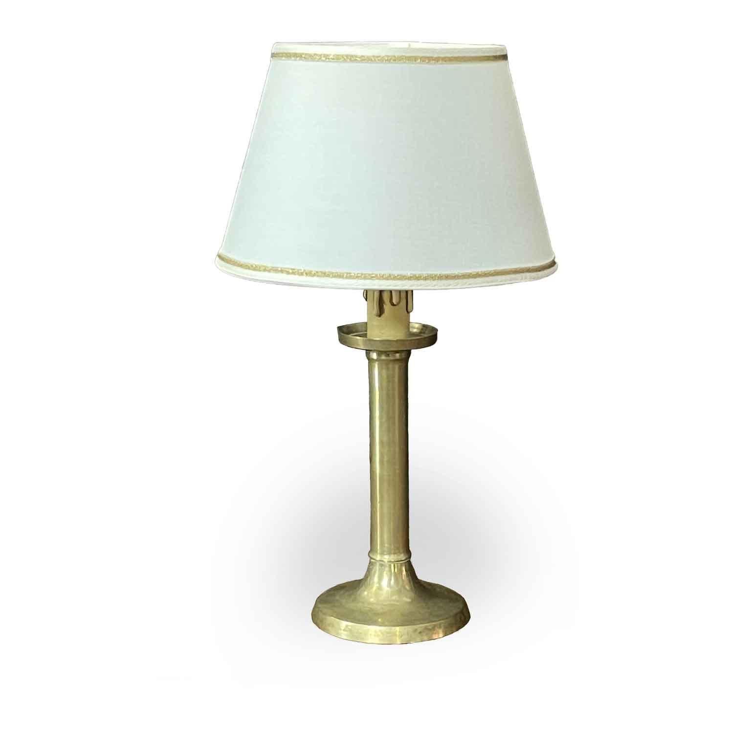 Italian Brass Candle Holder Bedside Lamps  19th Century Set of Two In Good Condition For Sale In Milano, MI