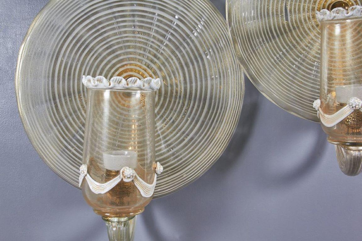 Hercules Barovier glass wall lamps, 1930s, set of 2 In Good Condition For Sale In Torino, IT