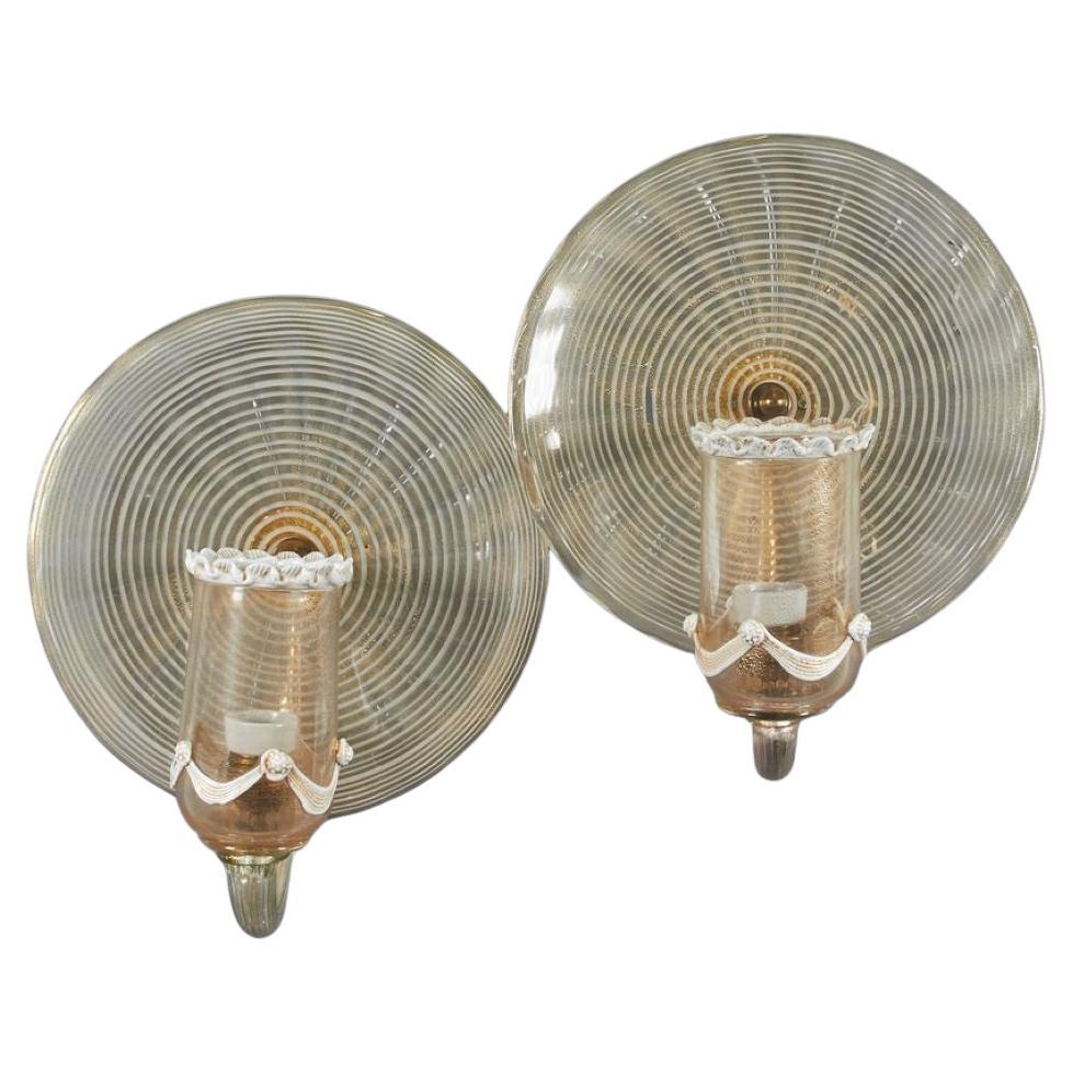 Hercules Barovier glass wall lamps, 1930s, set of 2