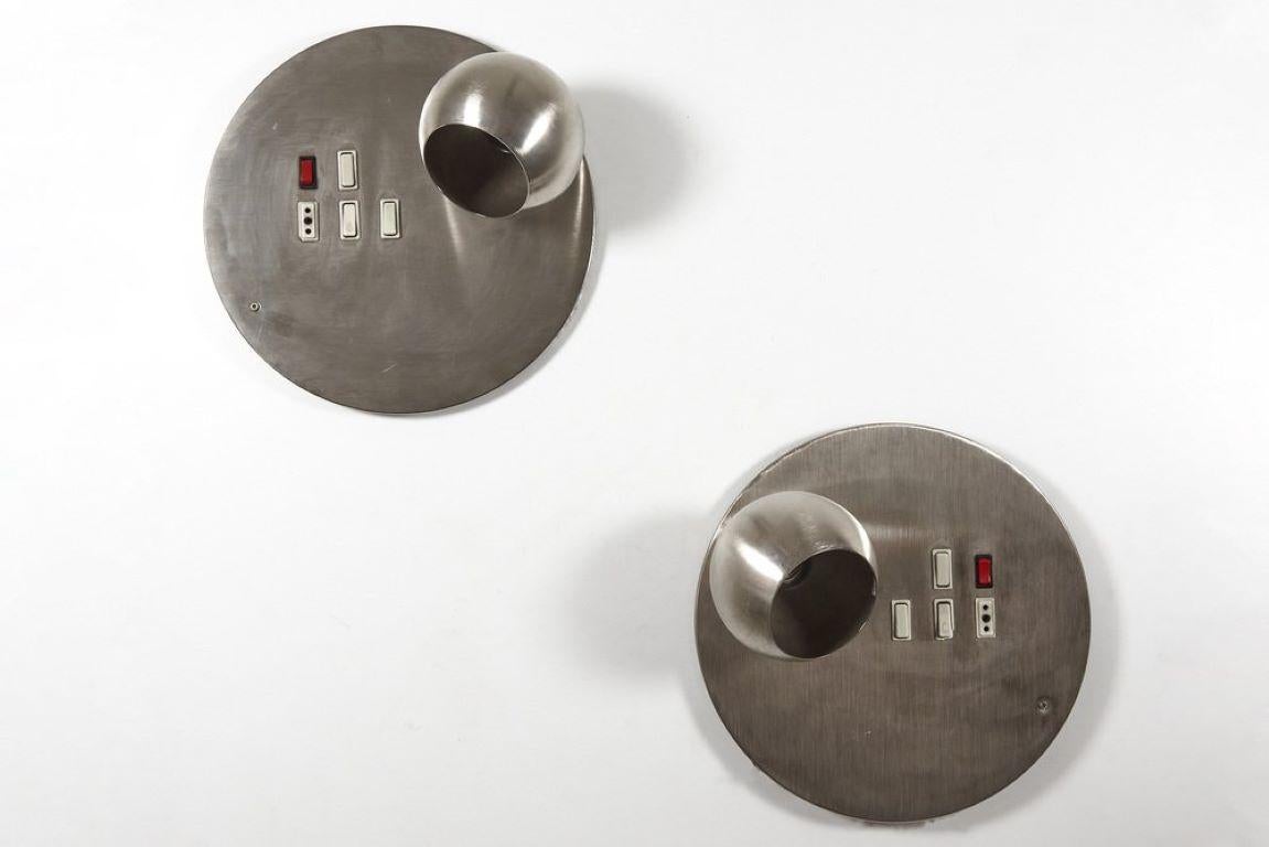 Lampade da parete regolabili in metallo cromato di Goffredo Reggiani, set di 2 For Sale 3