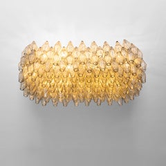 Poliedri big ceiling lamp in yellow Murano glass by Venini, 1950