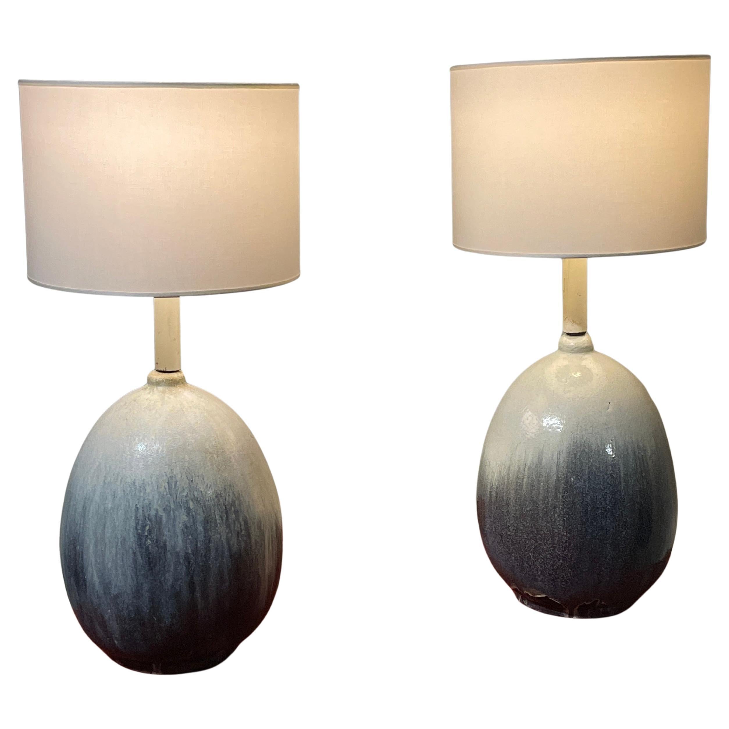 Ceramic table lamps signed Marcello Fantoni (Florence) 1970s For Sale