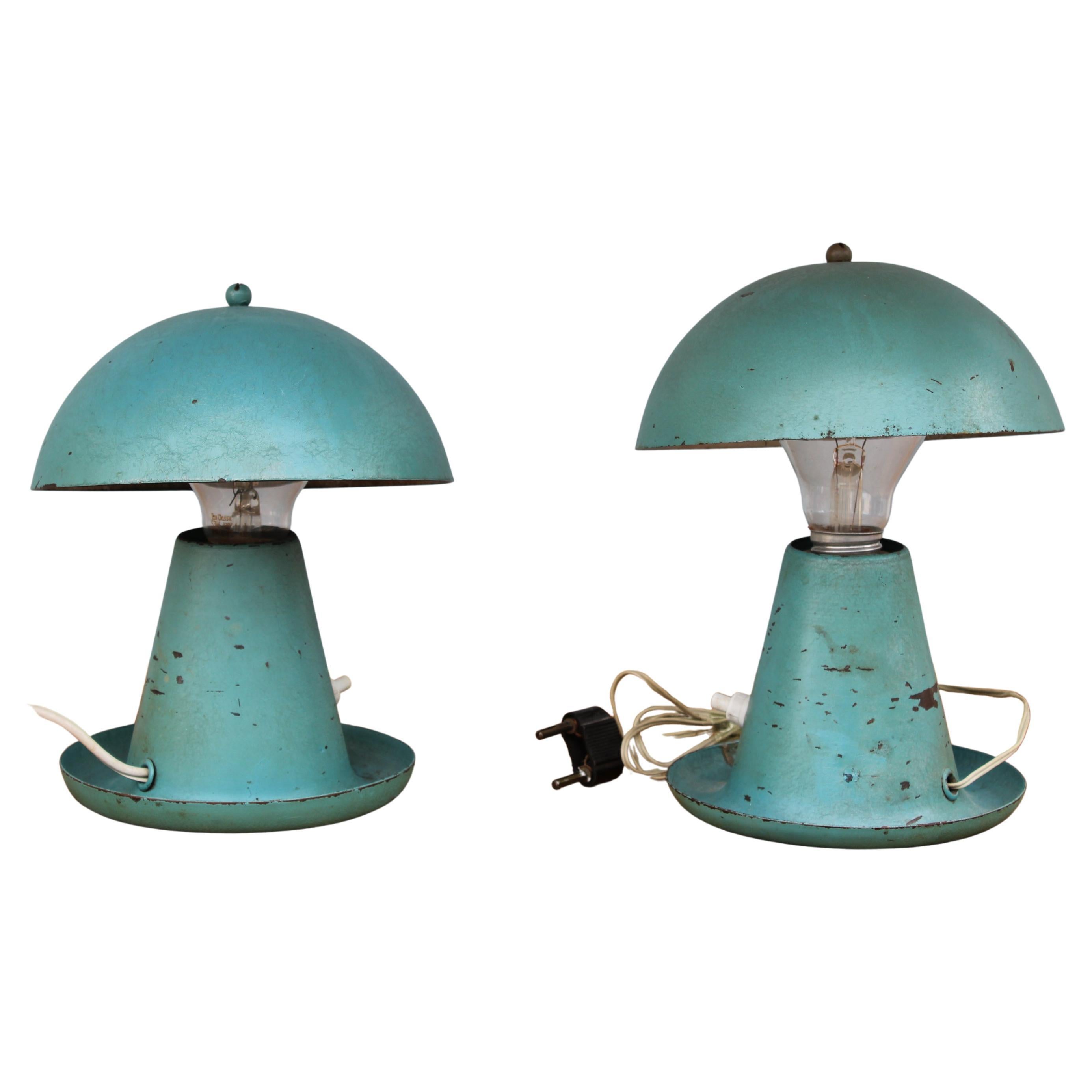 Lackierte Metall-Tischlampen Bauhaus 1950er Jahre