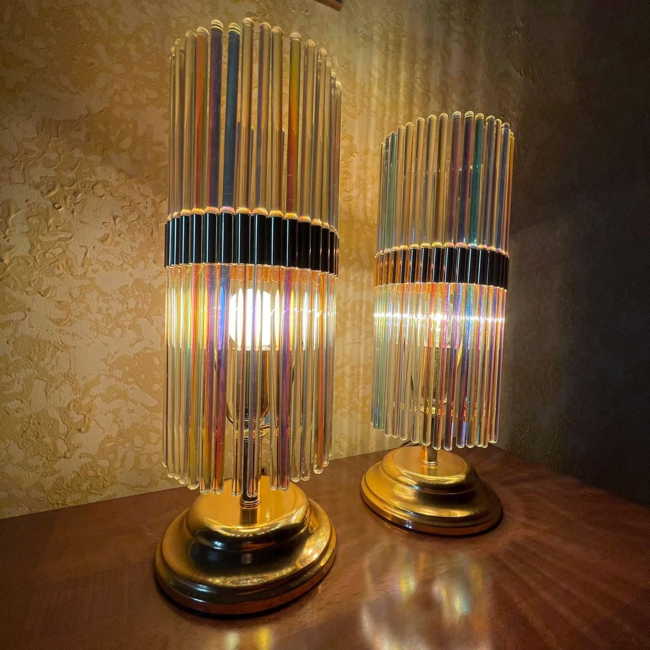 Mid-20th Century Iridescent Murano glass table lamps by Gaetano Sciolari, 1965 For Sale