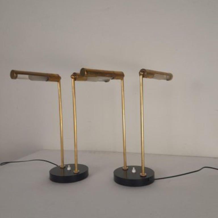 Mid-century table lamps  brass in the style of Stilnovo For Sale 5