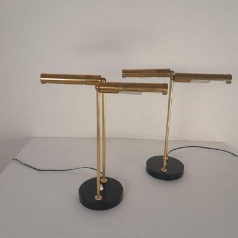 Mid-century table lamps  brass in the style of Stilnovo For Sale 8