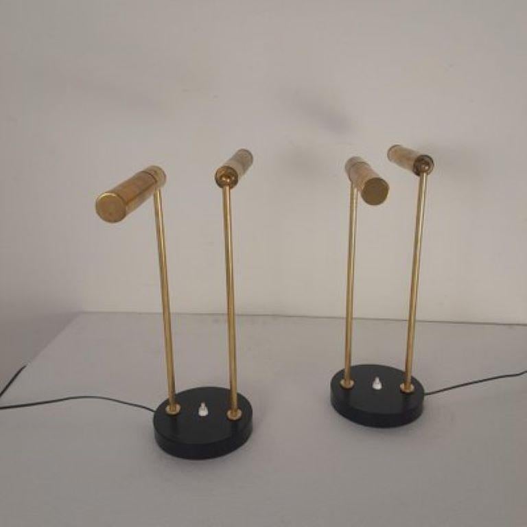 Mid-century table lamps  brass in the style of Stilnovo For Sale 4