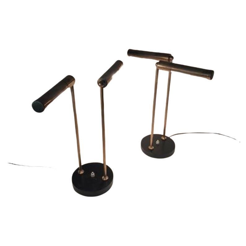 Mid-century table lamps  brass in the style of Stilnovo For Sale