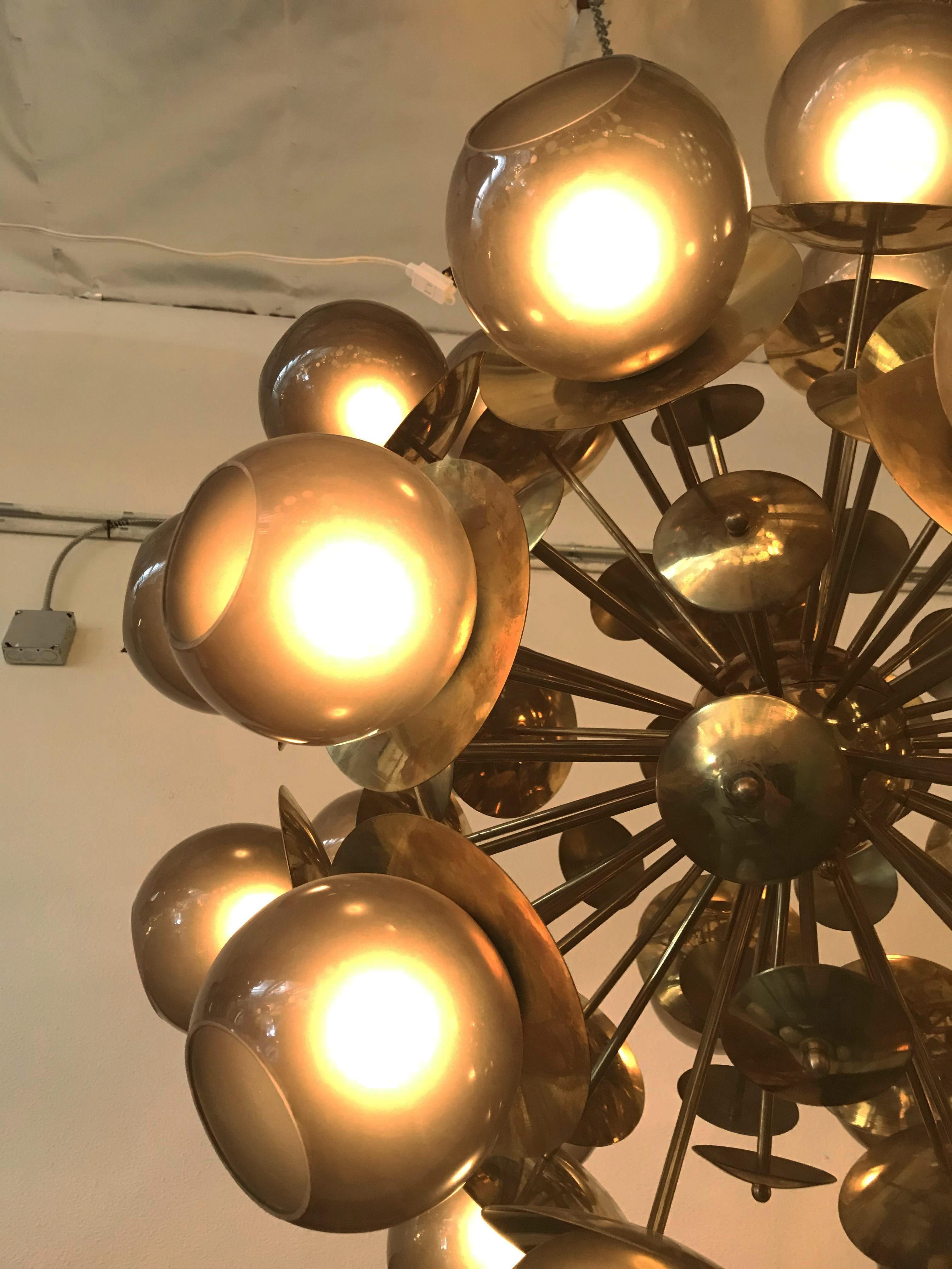 Brass Lampadina Sputnik Chandelier by Fabio Ltd