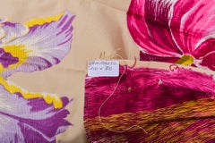 Luciano Marcato Lampas Fabric Remnant, Large Floral Design, 1990