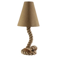 French Rope Table Lamp And Jute Shade By Audoux & Minet, 1950s