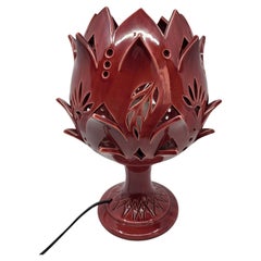 Bordeaux Ceramic Artichoke Table Lamp, Handmade Modern Design