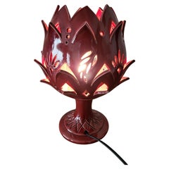 Bordeaux Ceramic Artichoke Table Lamp, Handmade Modern Design