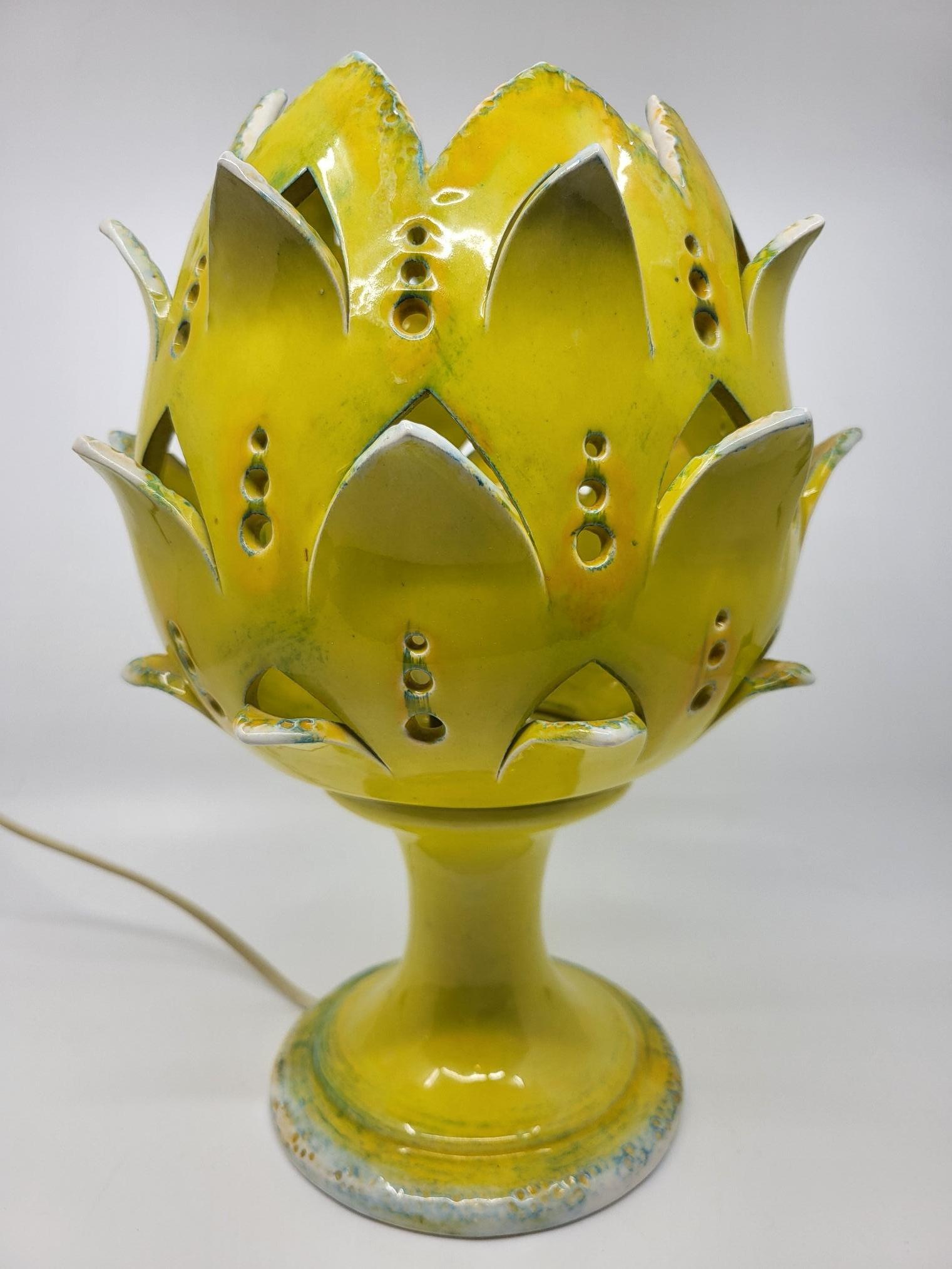 Lampe Artichaut en céramique Jaune en vente 2