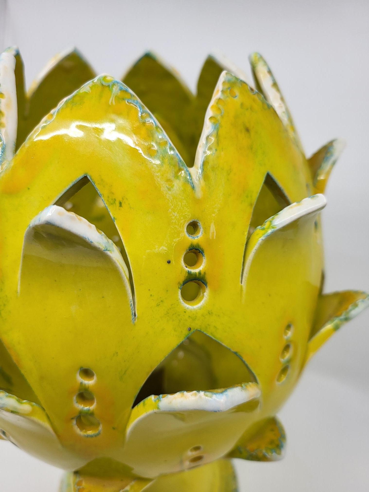 Lampe Artichaut en céramique Jaune en vente 3