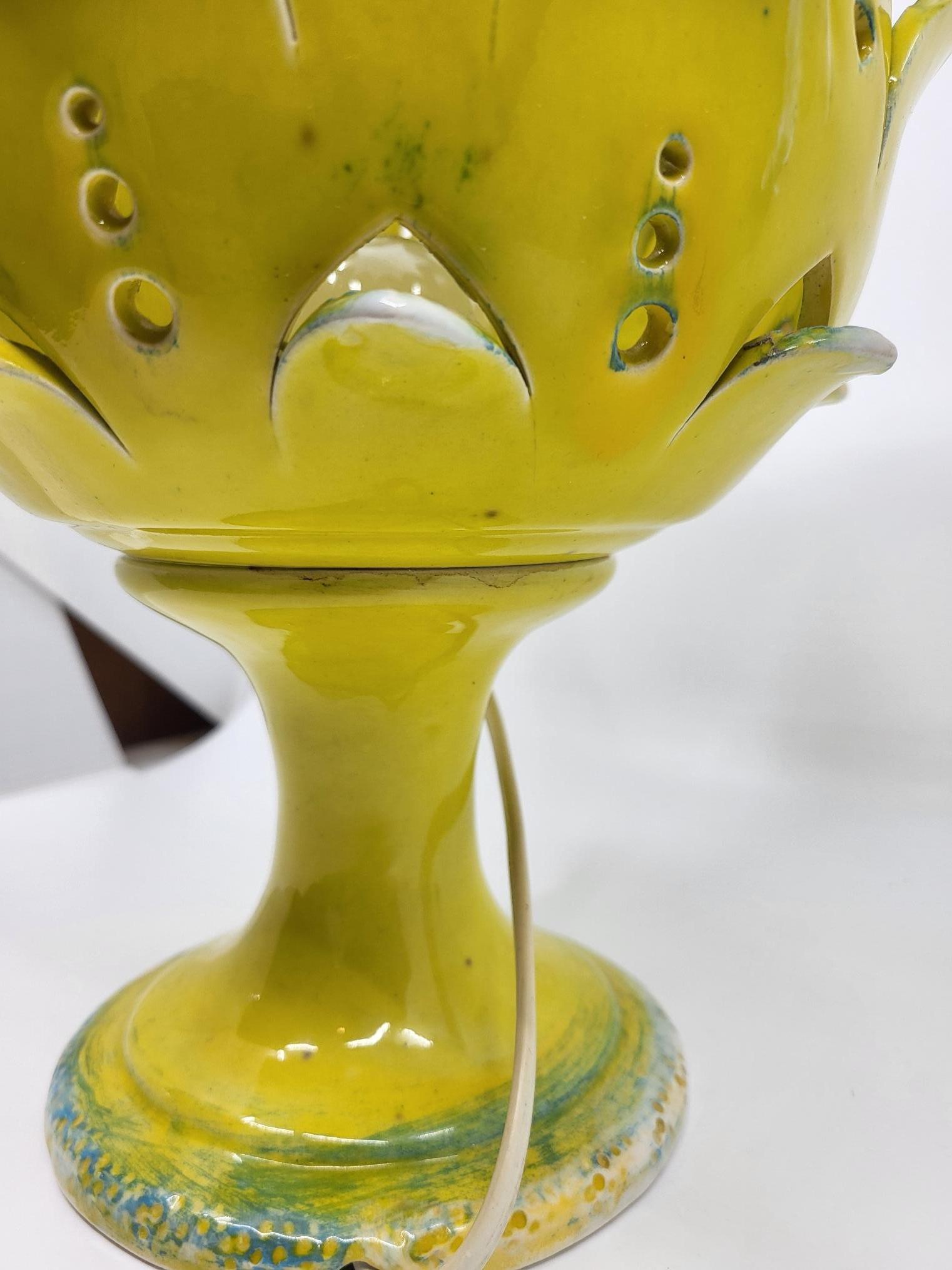 Moderne Lampe Artichaut en céramique Jaune en vente