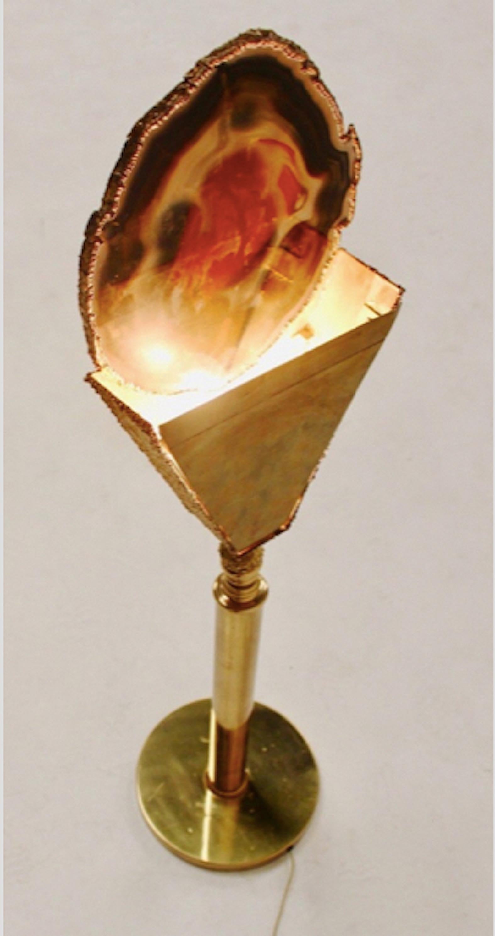 Lampe Attr Willy Darot Agate and Bronze, Netherland, 1970 In Good Condition For Sale In DÉNIA, ES