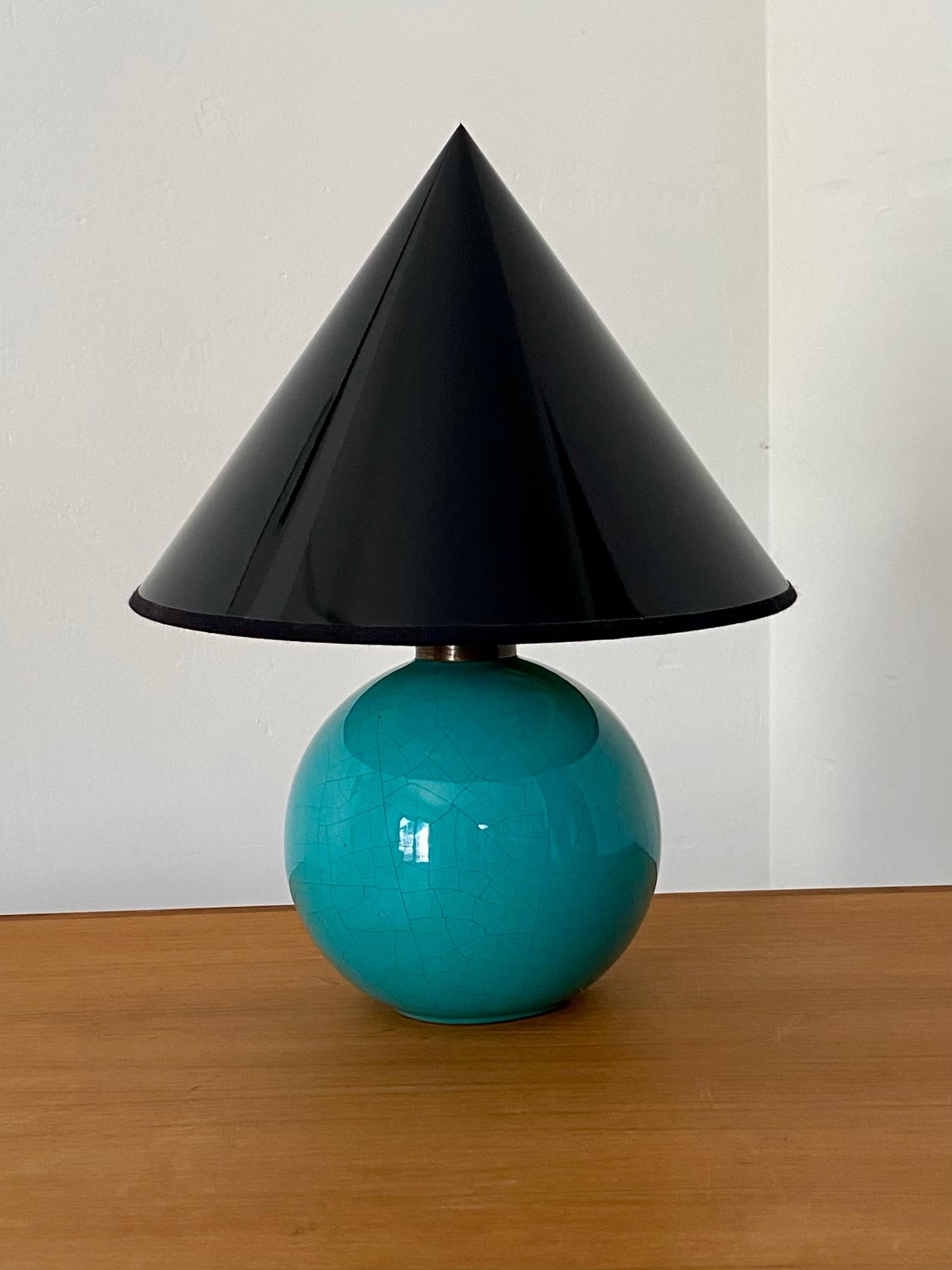 Art déco Lampe céramique turquoise en vente