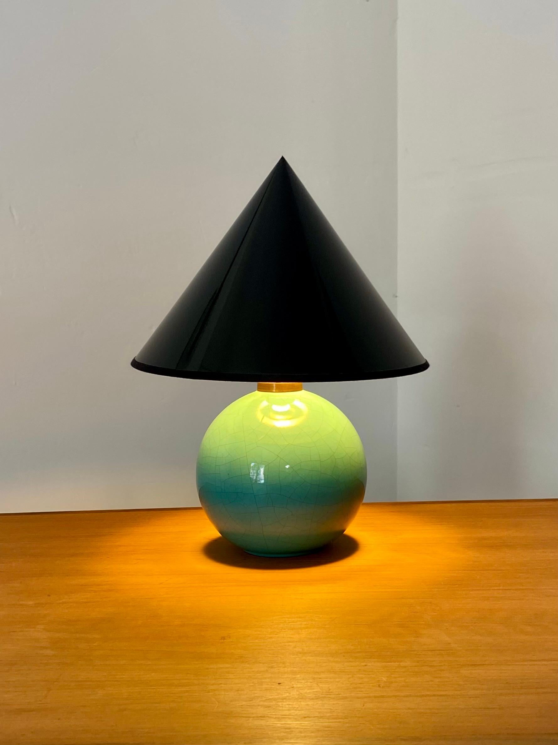 Français Lampe céramique turquoise en vente