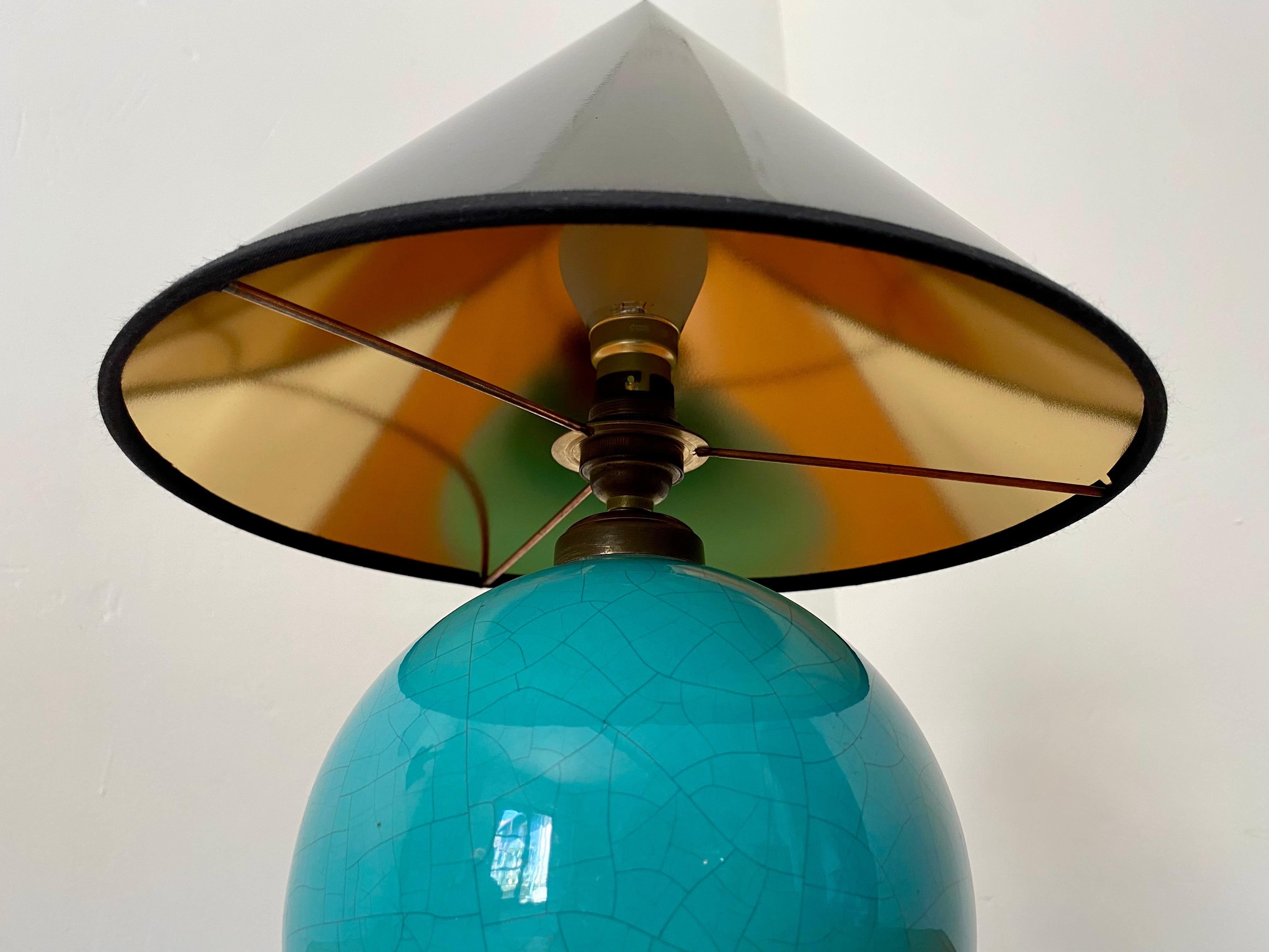 Lampe céramique turquoise Bon état - En vente à LIVAROT-PAYS-D’AUGE, FR