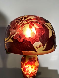 'Mushroom' Lamp In Multi-Layer Glass With Flower Decor  Emile Gallé