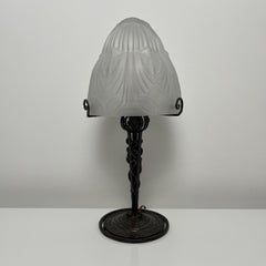 Lampe champignon fer forgé  Art Déco obus verre dépoli