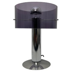 Lampe d'appoint cylindrique en métal et Altuglas fumé Philippe Rogier Oxar