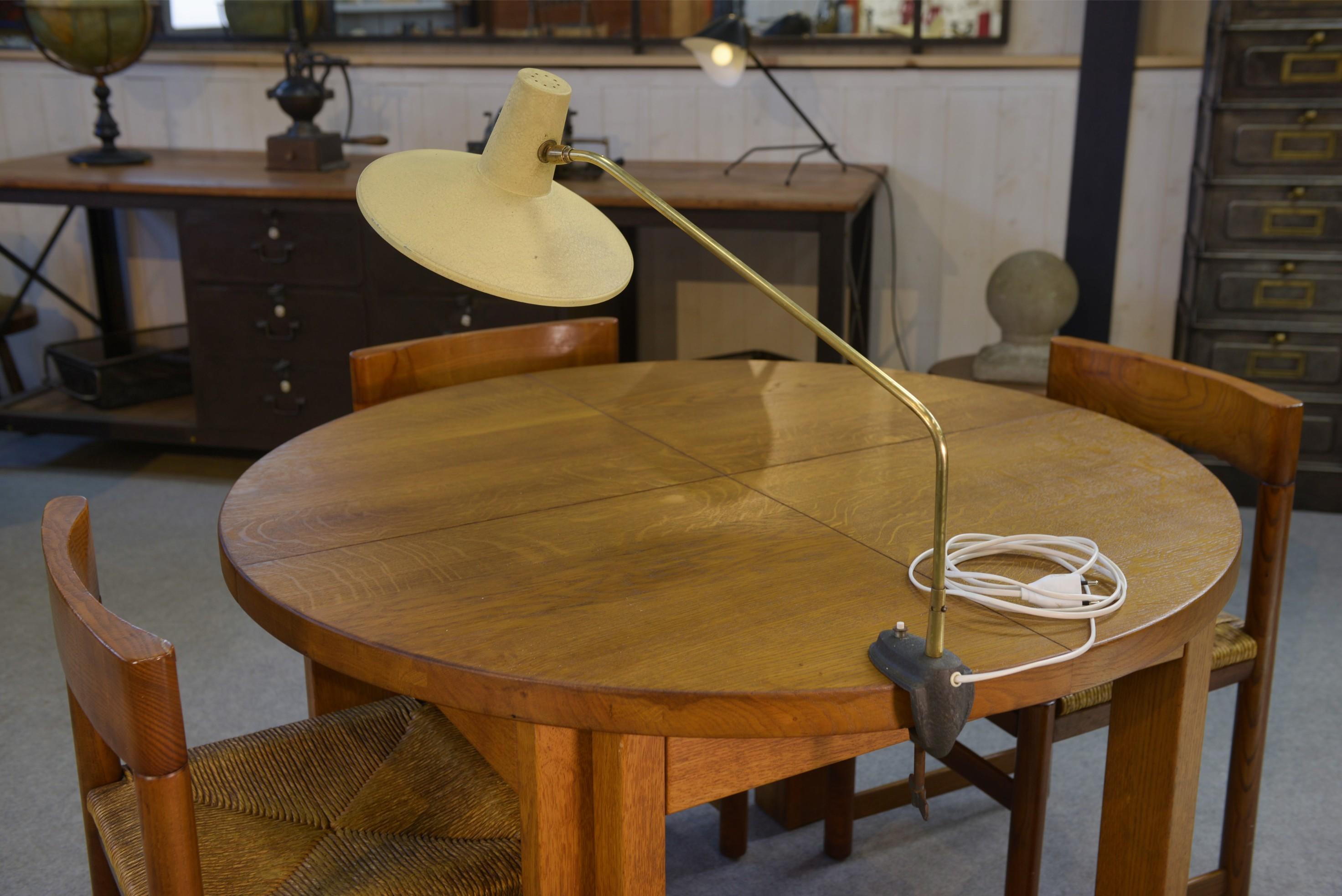 Metal Lampe de bureau avec pince étau origine allemande 1960's For Sale