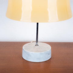 Lampe de Bureau Champignon en Verre Opalin et Socle en Marbre, 1960