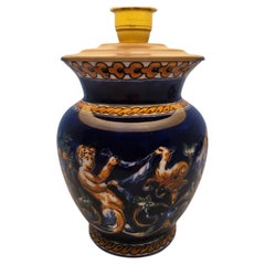 Gien Table Lamp, Hand-Painted Ceramic, Renaissance Design, France